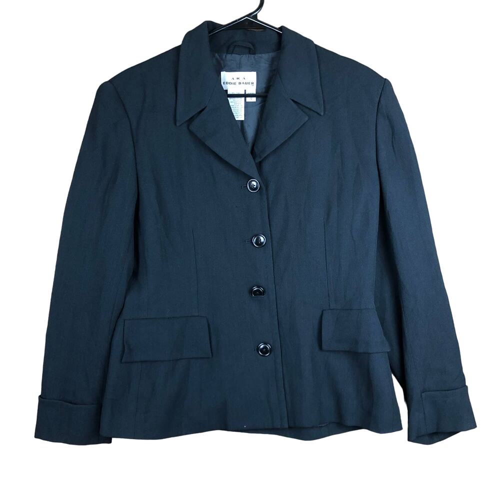Eddie Bauer Womens Blazer Black Jacket AKA Career Business Workwear Petite 12